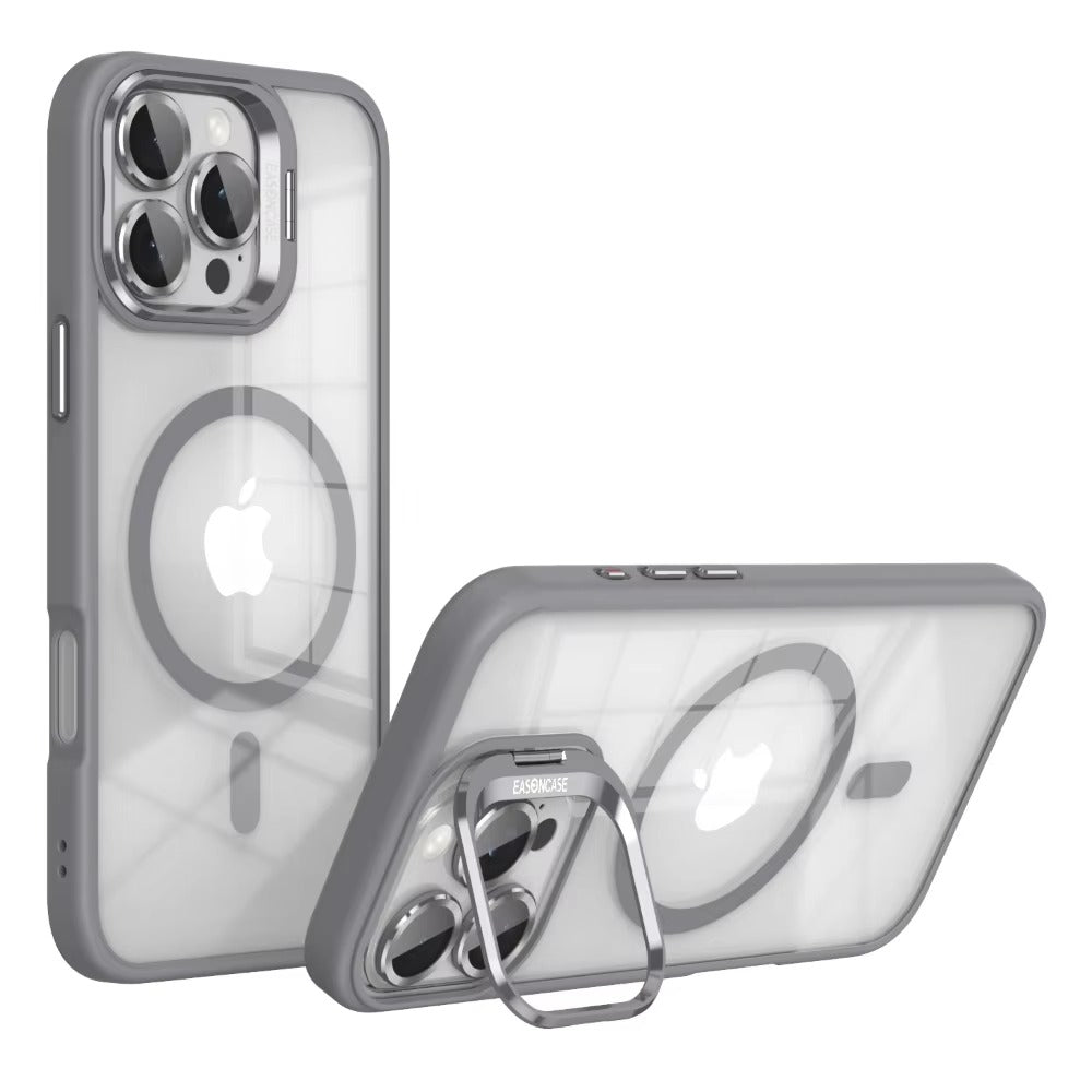 Premium Apple iPhone Case MagSafe Compatible, Camera Lens & Screen Protection, Cover with Transparent Stand & Lens Film