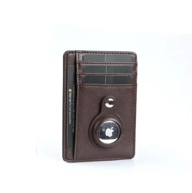 Premium Leather Airtag Wallet – Slim Anti-Lost Card Holder with GPS Tracker Slot, RFID Blocking, Scratch-Resistant Case for Men & Women