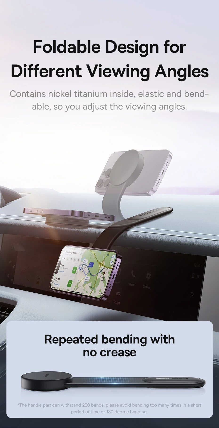 Robust Magnetic Car Phone Holder with 15W Wireless Charging – Foldable Dashboard Mount, Strong Grip, Universal for iPhone & Android, Mini Design