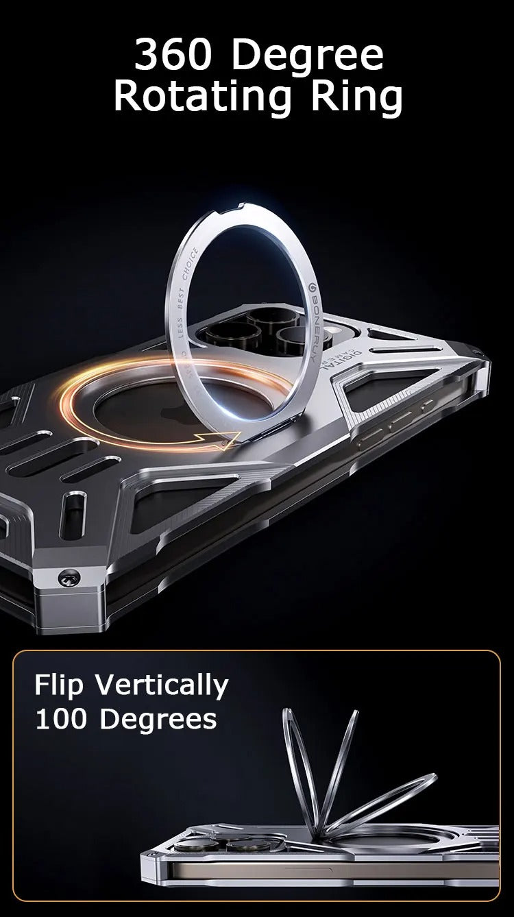 Luxury Apple iPhone Case, MagSafe Compatible, Camera Lens & Screen Protection, Ultra Thin, Shockproof, Magnetic Full All Around Cover – Magnetic Bracket Case with Fashion Aluminum Alloy Frame for Stylish Protection