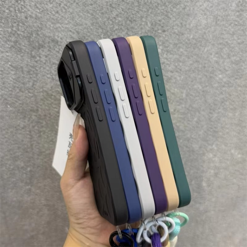 Premium Apple iPhone Case, MagSafe Compatible, Camera Lens & Screen Protection, Ultra Thin, Shockproof, Magnetic Full All Around Cover – Foldable Camera Stand Case with Wrist Strap & Magnetic Bracket