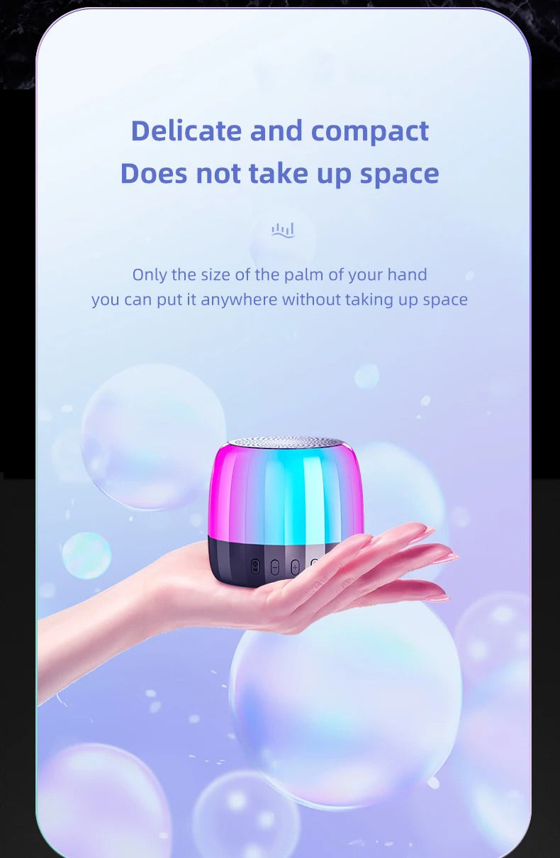Premium RGB Bluetooth Speaker – Portable Wireless Mini Subwoofer with HiFi Stereo Sound, 360° Surround, TWS Pairing, TF Card, Long Battery Life