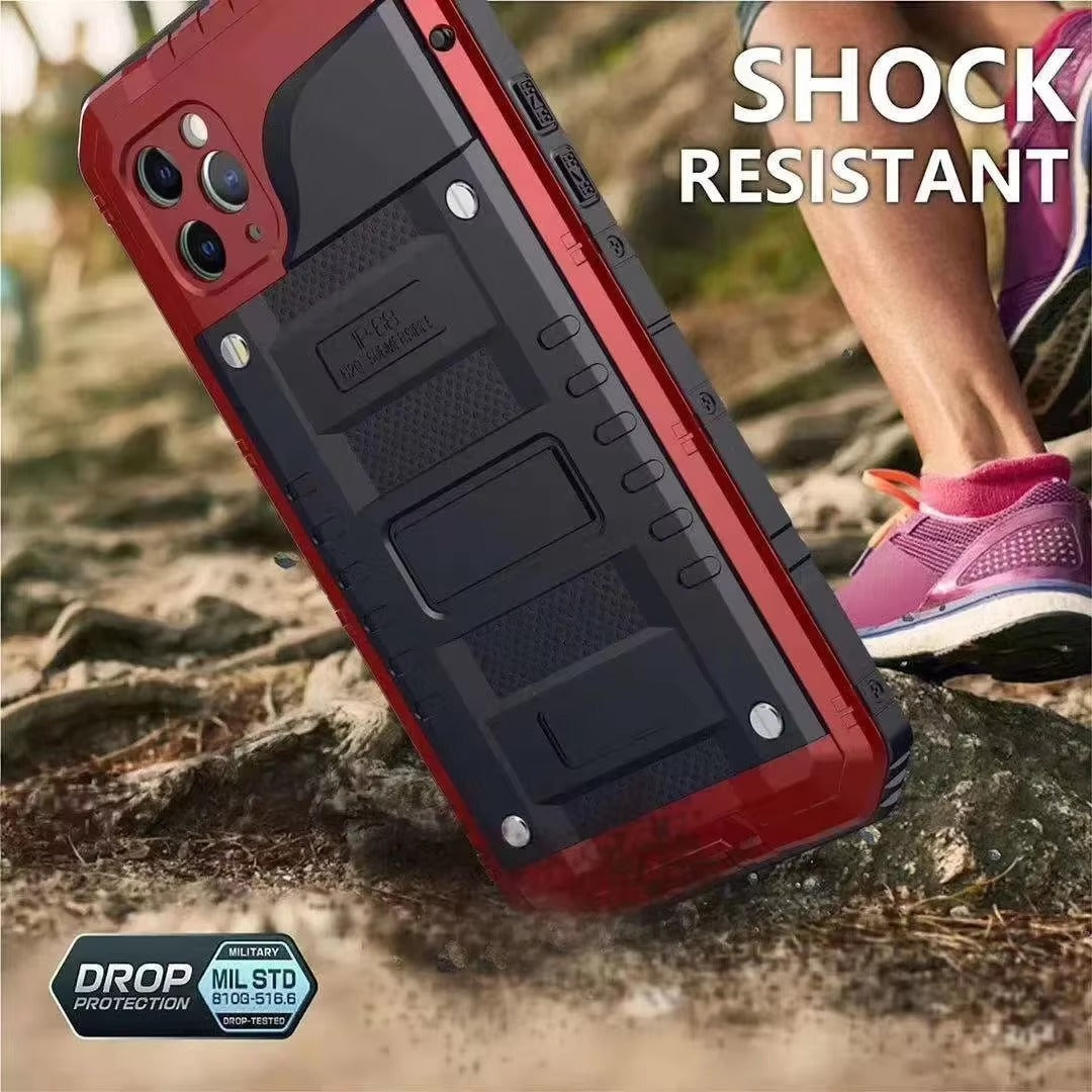 Robust Apple iPhone Case MagSafe Compatible, Camera Lens & Screen Protection, Cover with IP68 Heavy Duty Metal Armor