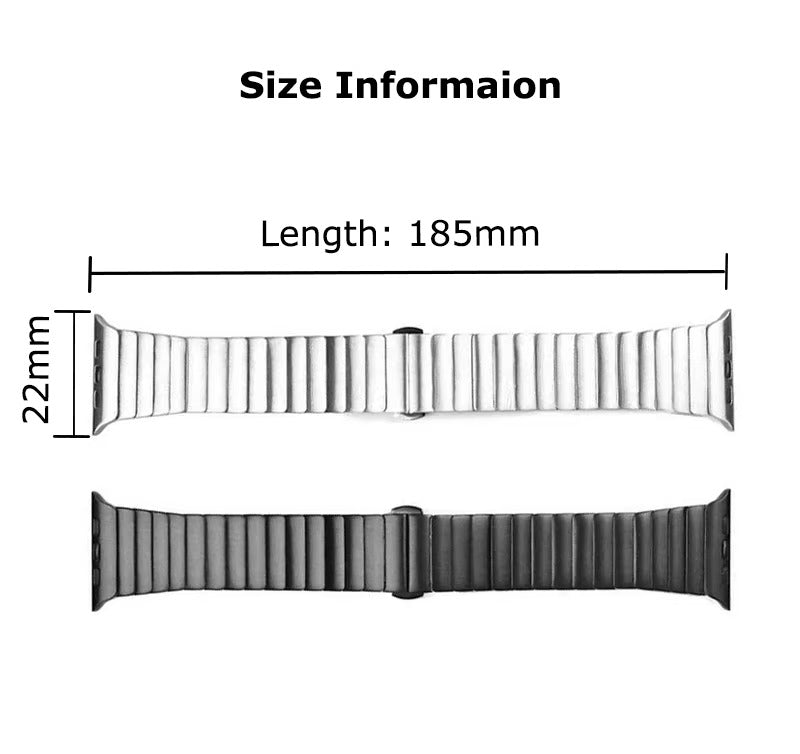 Premium Titanium Stainless Steel Band for Apple Watch Metal Link Bracelet with Secure Clasp, Compatible with 41mm to 49mm