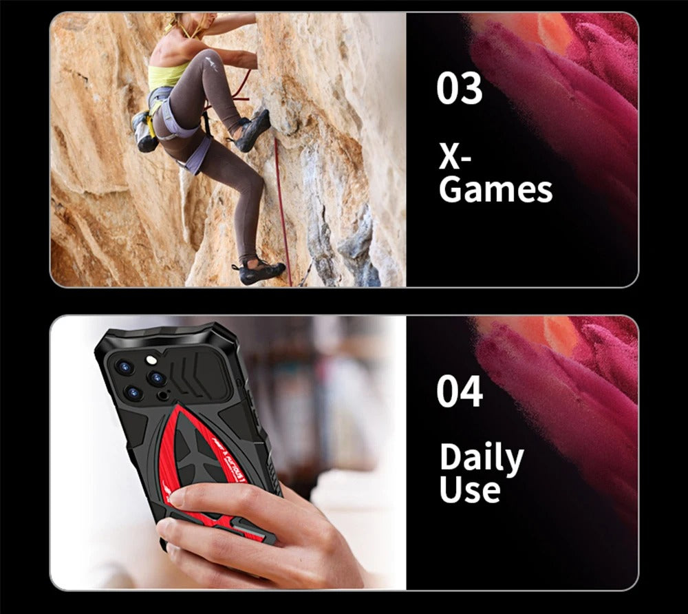 Robust Apple iPhone Case, MagSafe Compatible, Camera Lens & Screen Protection, Ultra Thin, Shockproof, Magnetic Full All Around Cover – 360° Full-Dome Armor Metal Case with Aluminum Bumper & Hybrid Rugged Protection