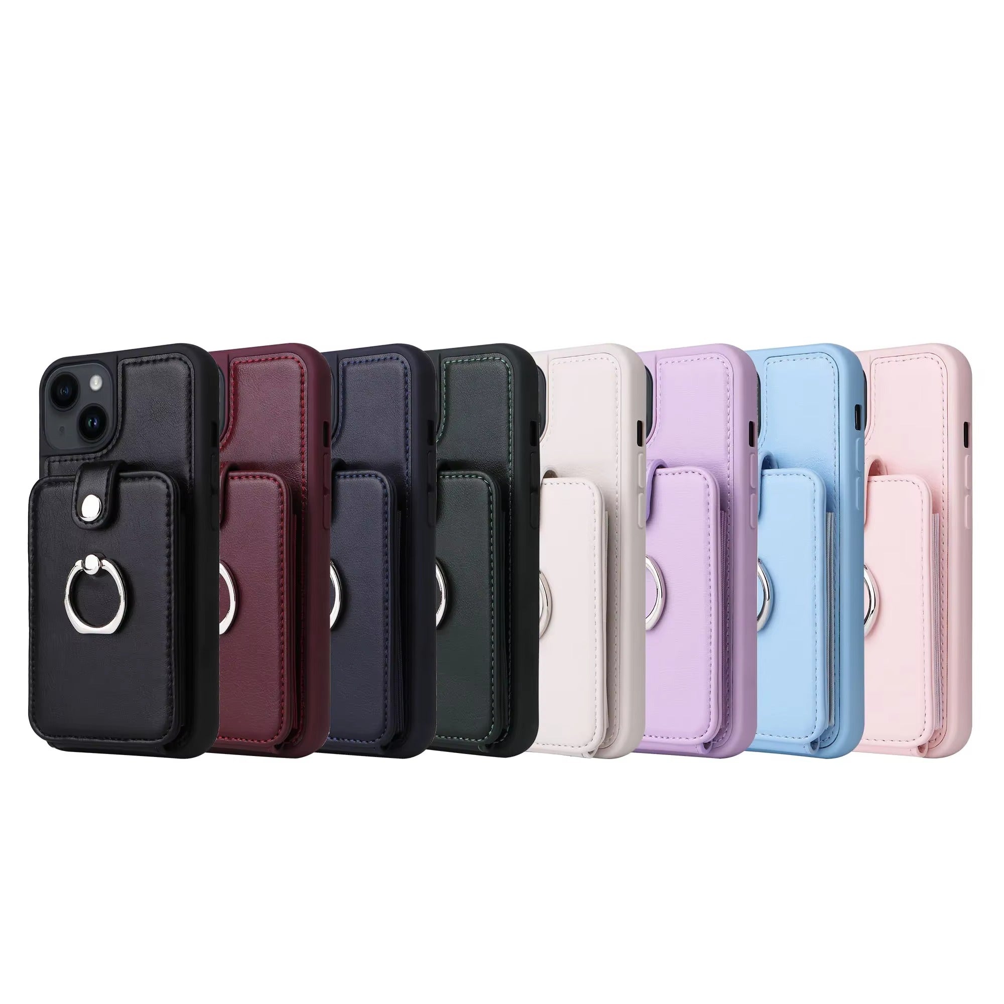 Premium Leather Apple iPhone Case, MagSafe Compatible, Ultra Thin Magnetic Card Slot Wallet and Ring Grip