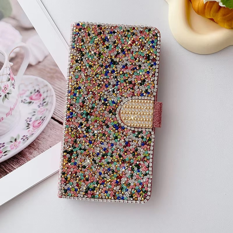 Luxury Apple iPhone Case, MagSafe Compatible, Camera Lens and Screen Protection, Ultra Thin, Shockproof, Magnetic, Full All Around Protection, Glitter Leather Wallet Cover