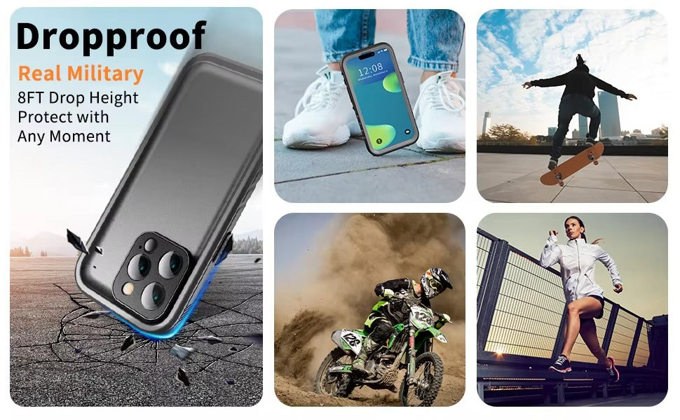 Premium Apple iPhone Case MagSafe Compatible, Camera Lens & Screen Protection, Ultra Thin Shockproof Magnetic Full All Around Protection Cover with Waterproof Strap for Diving