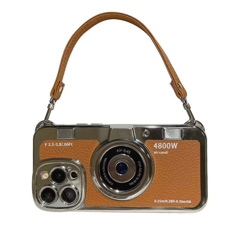 Premium Apple iPhone Case, MagSafe Compatible, Camera Lens & Screen Protection, Ultra Thin, Shockproof, Magnetic Full All Around Cover – Plated Camera Style Case with Lychee Texture & Anti-Fall Leather Rope