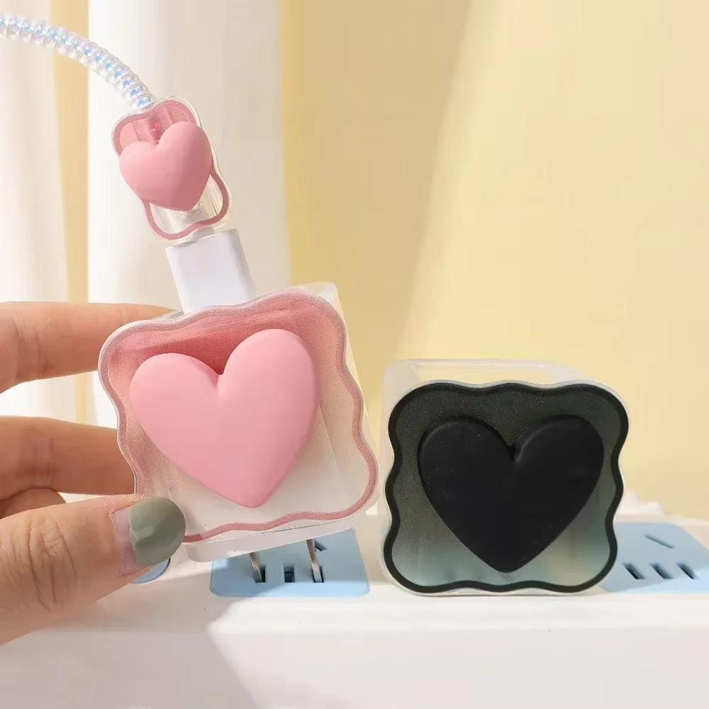 High Quality Heart-Shaped Charger Protector – Silicone Anti-Break, Scratch-Proof Cover Sleeve for Apple 18W, 20W Adapters,