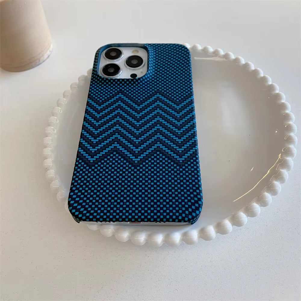 High Quality Apple iPhone Case, MagSafe Compatible, Camera Lens & Screen Protection, Ultra Thin, Shockproof, Magnetic Full All Around Cover – Business Carbon Fiber Pattern Case with Frameless Hard Armor Plastic Design