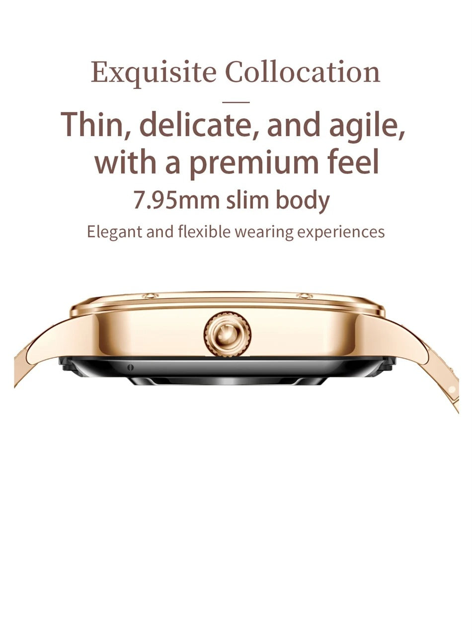 Luxury Women’s Smartwatch for iPhone – Bluetooth Call Fitness Tracker with Blood Pressure Monitor, Waterproof Sport Mode