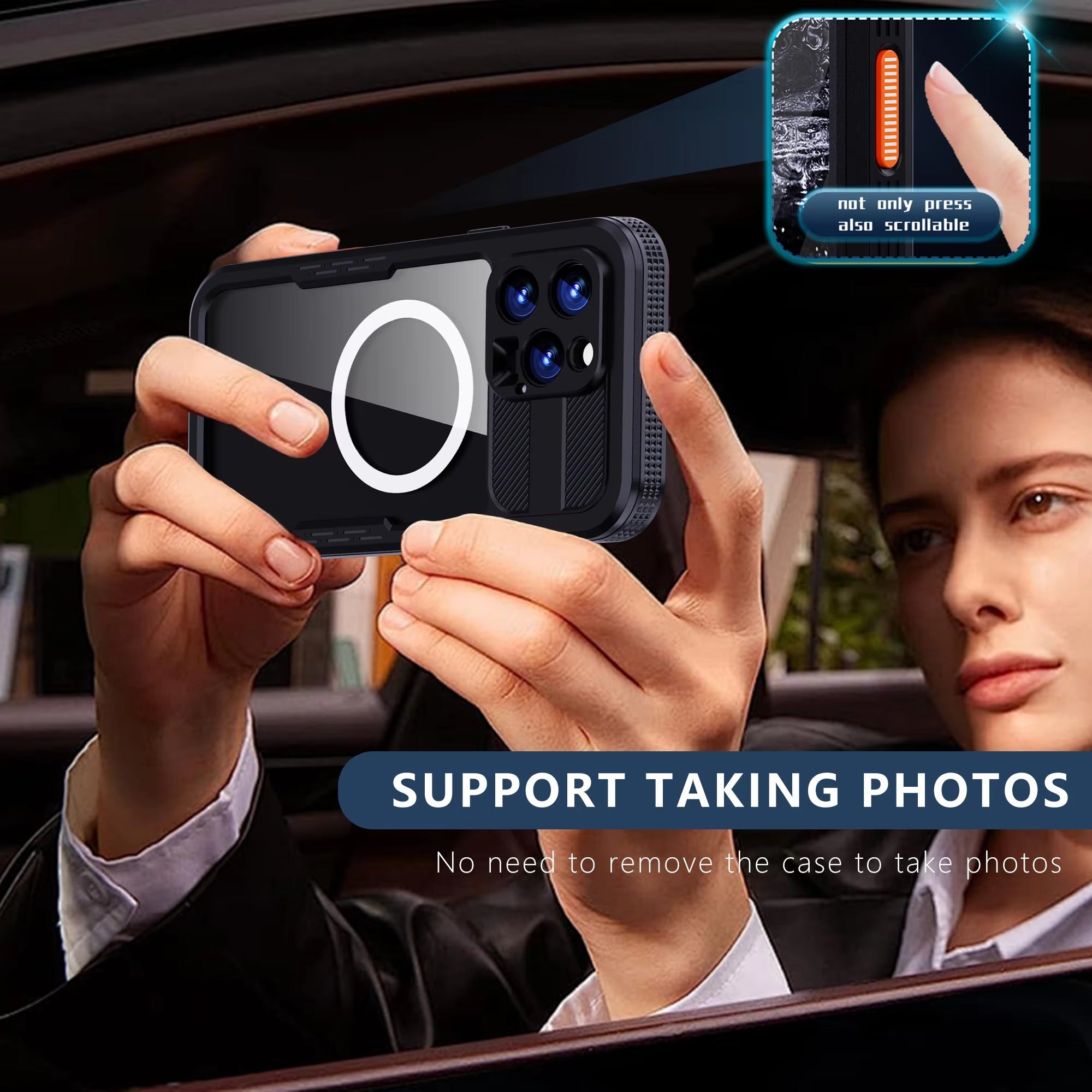 Luxury Apple iPhone Case MagSafe Compatible, Camera Lens & Screen Protection, Ultra Thin Shockproof Magnetic Full All Around Protection Cover with IP68 Clear Diving Design