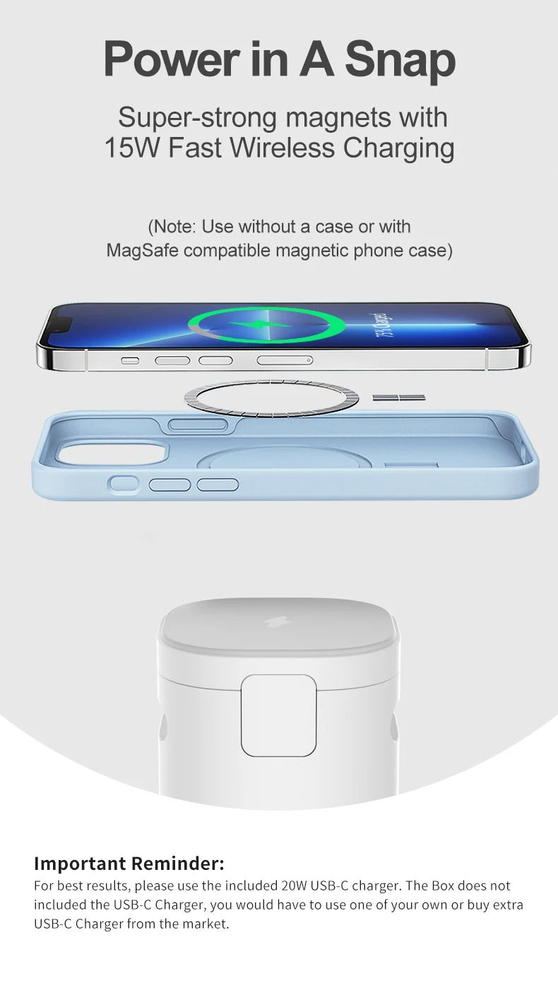 Premium Magnetic Wireless Charging Station with Bluetooth Speaker – 15W Fast Charger Stand and Phone Holder Dock for iPhone and AirPods