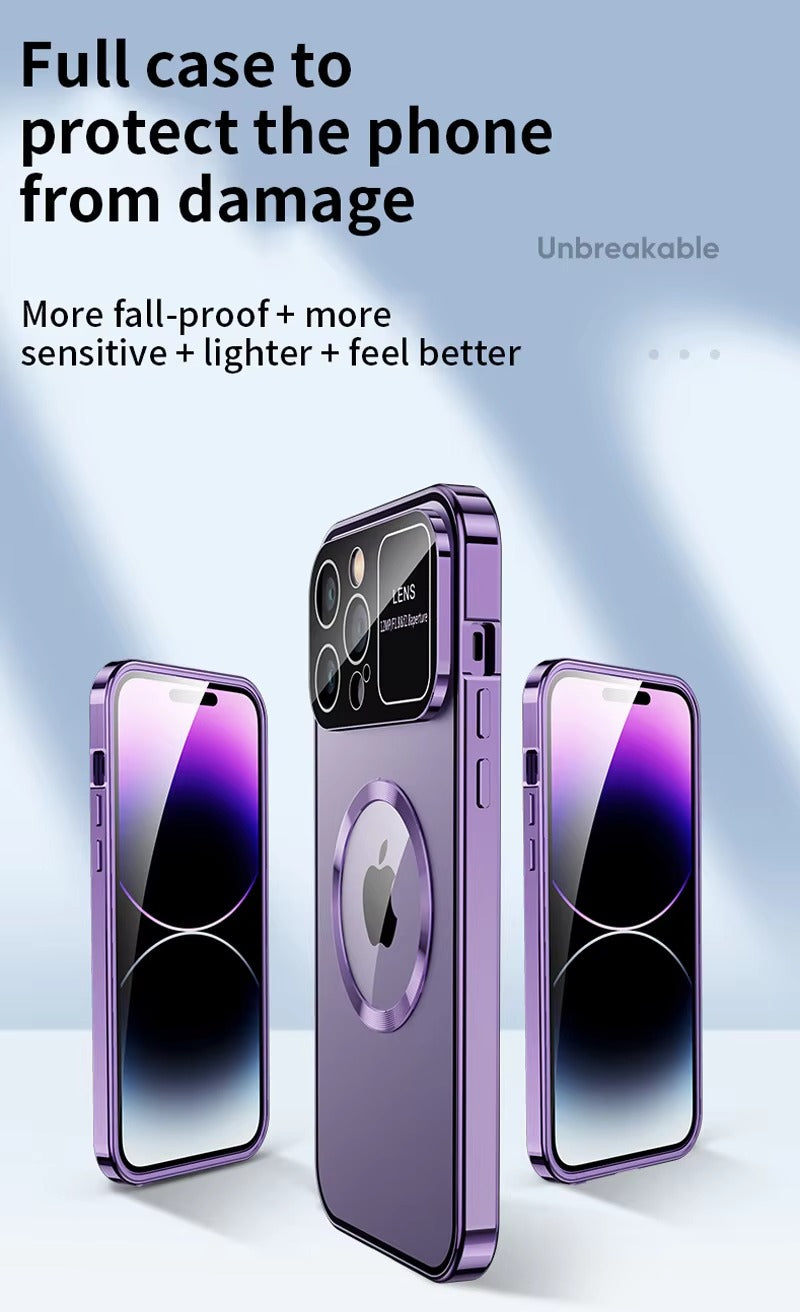 Premium Double Glass Apple iPhone Case, MagSafe Compatible, Ultra Thin Magnetic Shockproof Full Protection