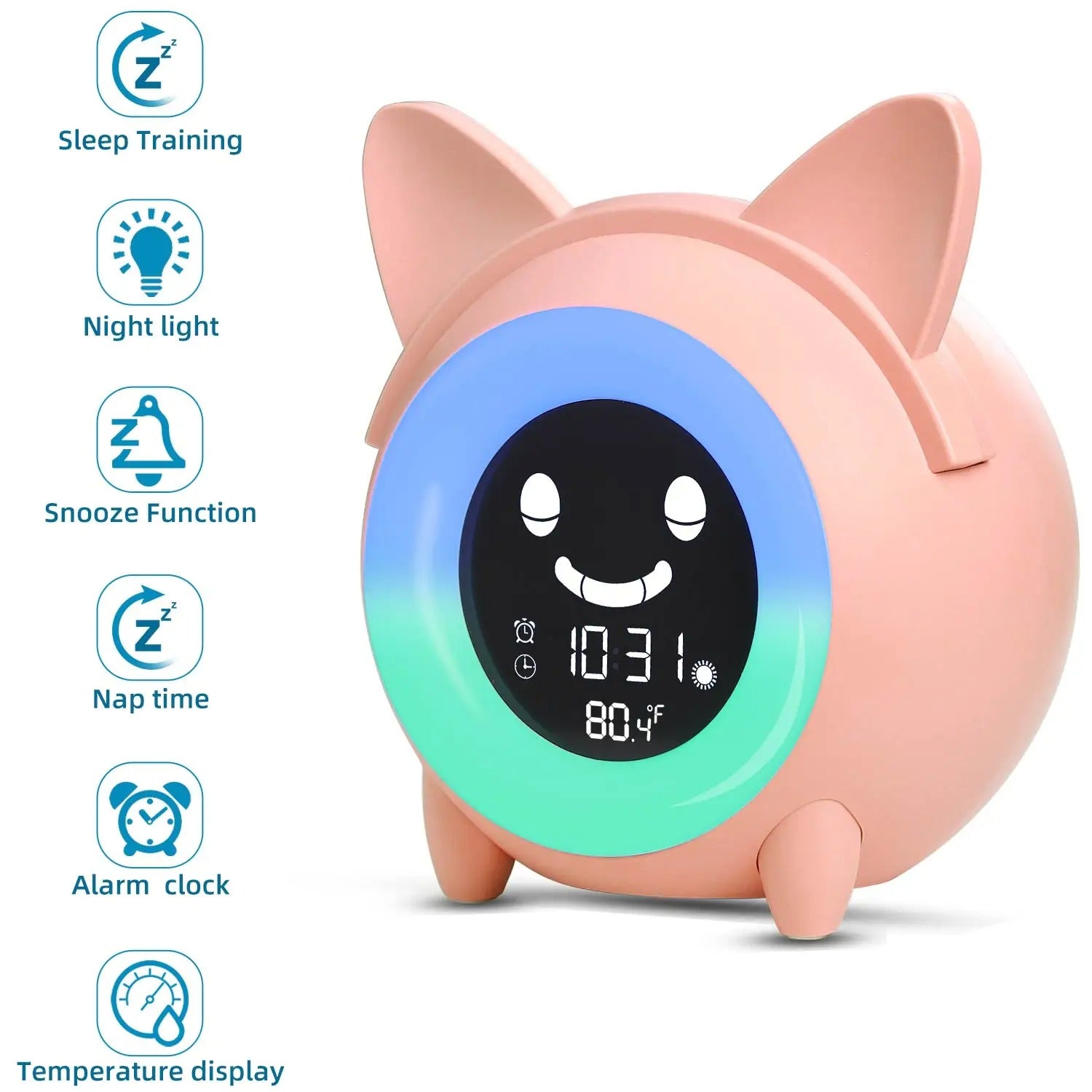 Premium Kids Sleep Training Alarm Clock – Cute Animal Digital Wake Up Night Light with Snooze, Color Changing, Music, Temperature Display