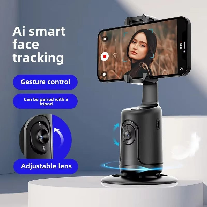 High Quality AI Face Tracking Phone Tripod Stand – 360° Rotation, No App Needed, Auto Follow, Stabilizer, Smart Camera Holder for Vlog & Live