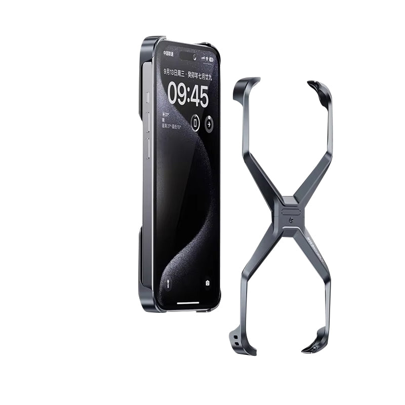 Luxury Apple iPhone Case, MagSafe Compatible, Camera Lens & Screen Protection, Ultra Thin, Shockproof, Magnetic Full All Around Cover – Rimless Aluminum X-Frame Case with Heat Dissipation & Removable Armor Design