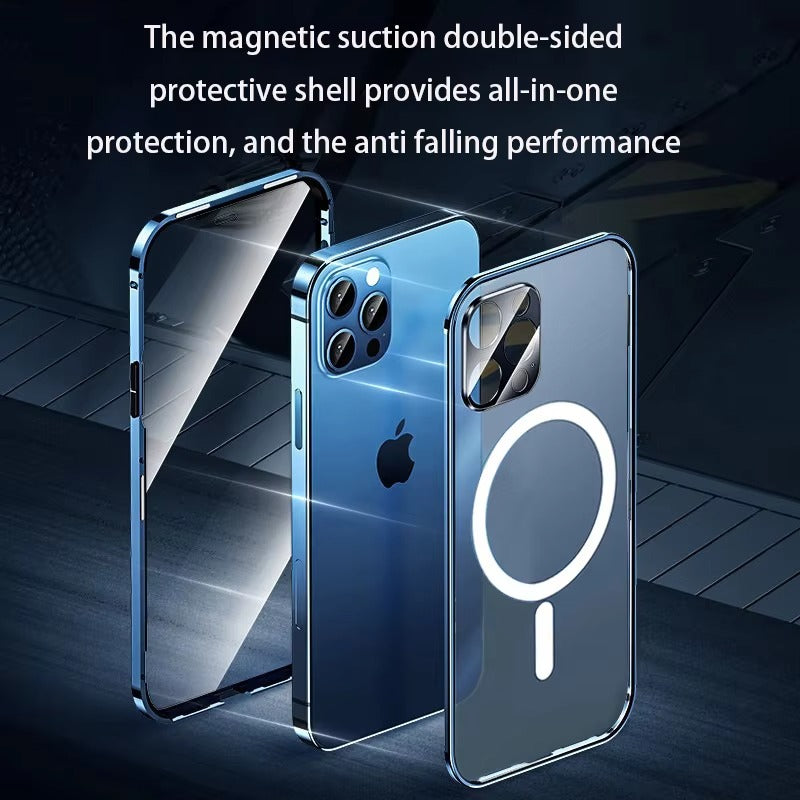 Robust Apple iPhone Case, Ultra Thin Shockproof Magnetic Full All Around Protection Cover with 360 Glass Aluminium Shield