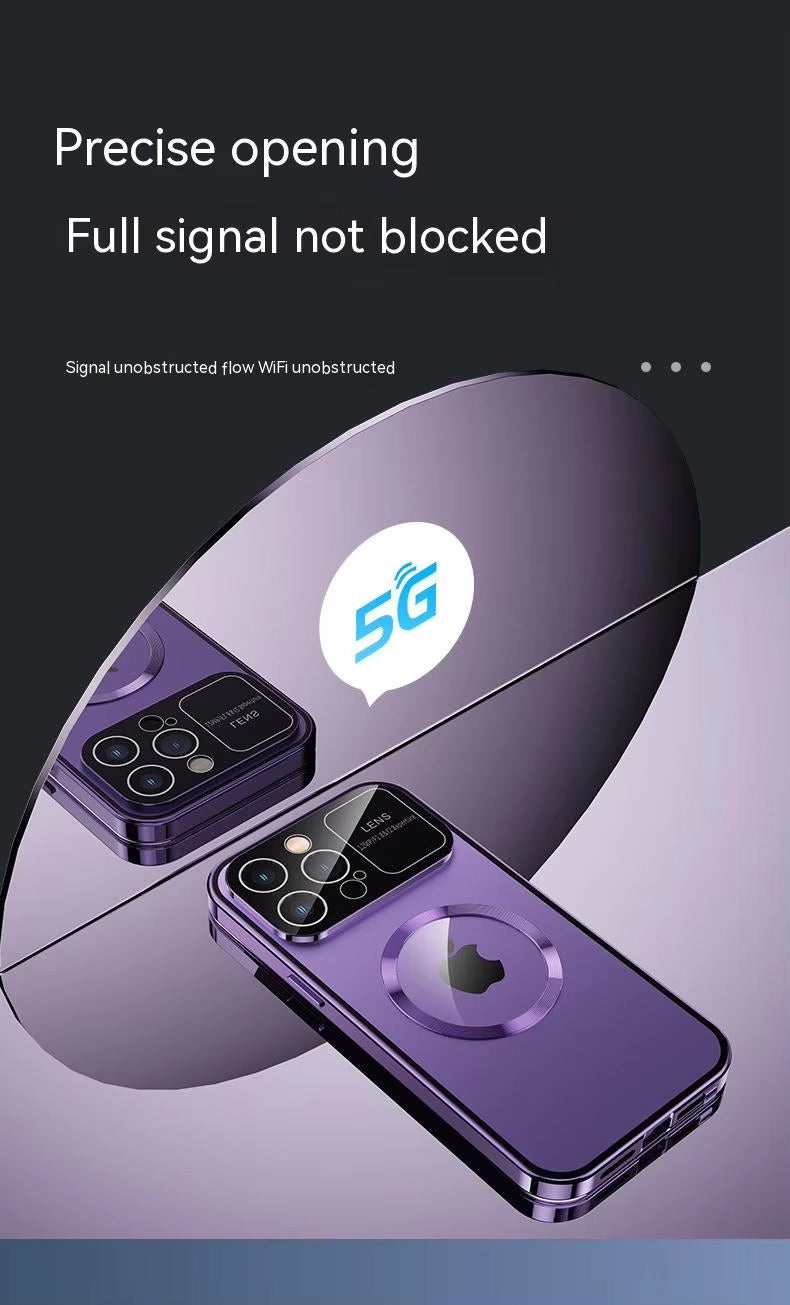 High Quality Apple iPhone Case MagSafe Compatible, Camera Lens & Screen Protection, Cover with Double Glass Window Design