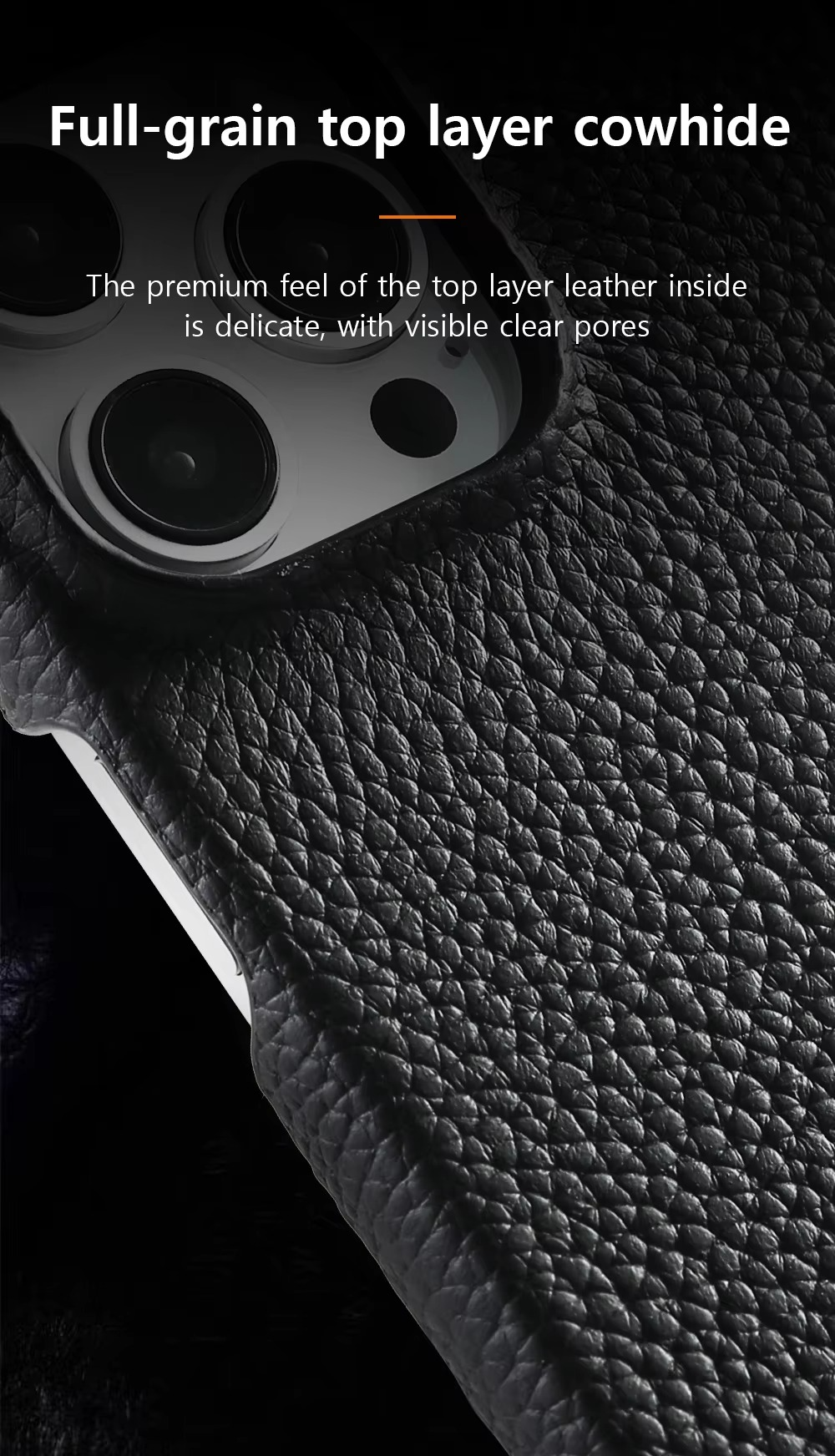 Luxury Natural Cowhide Leather MagSafe iPhone Case – Lychee Texture, Durable & Stylish Phone Back Cover | Case for iPhone