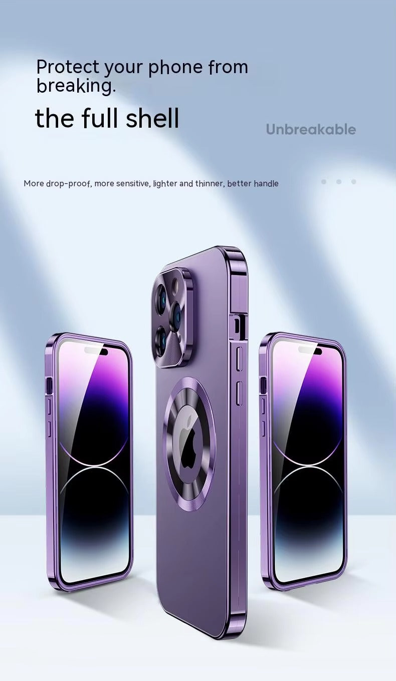 High Quality Apple iPhone Case Ultra Thin Shockproof Magnetic Full All Around Protection Cover with Frosted Glass Metal Lens