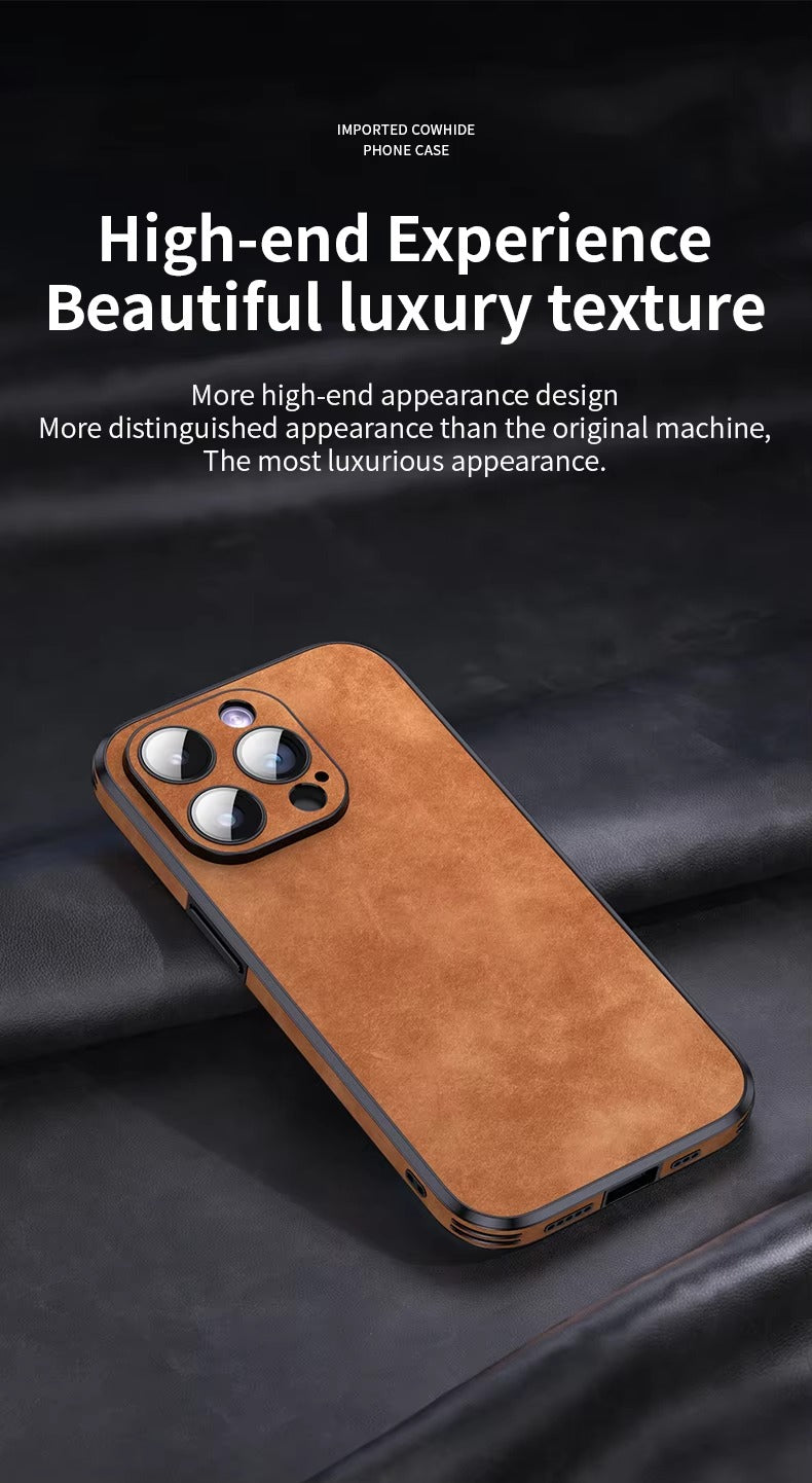Shockproof Magnetic Leather Apple iPhone Case, MagSafe Compatible, Full Lens and Screen Protection, Slim Bumper Grip Cover