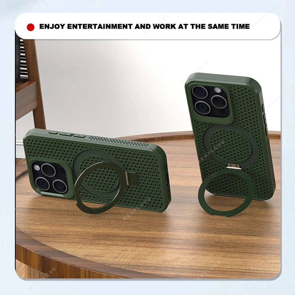 Luxury Apple iPhone Case, MagSafe Compatible, Camera Lens & Screen Protection, Ultra Thin, Shockproof, Magnetic Full All Around Cover – Matte Magnetic Case with Holder, Heat Dissipation & Wireless Charging Support