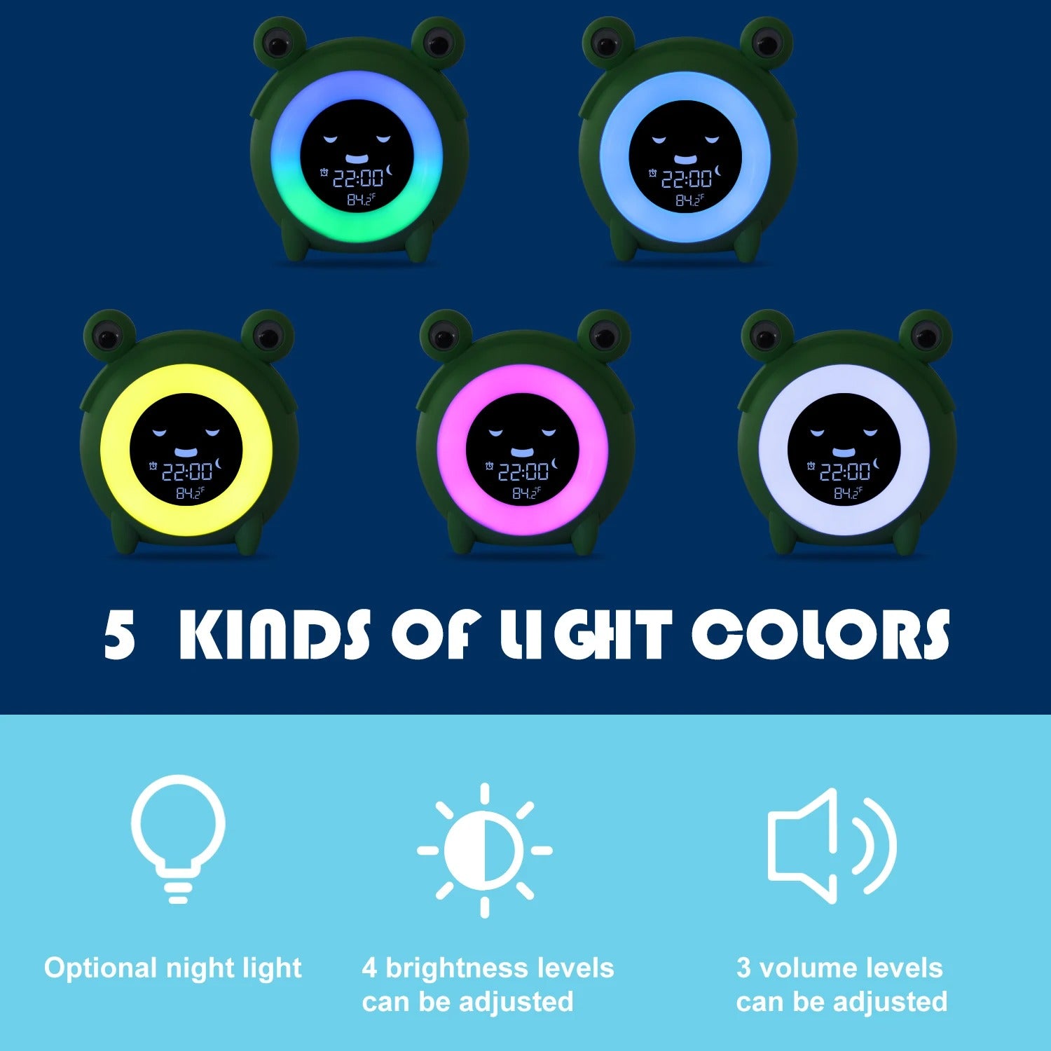 Premium Kids Sleep Training Alarm Clock – Cute Animal Digital Wake Up Night Light with Snooze, Color Changing, Music, Temperature Display