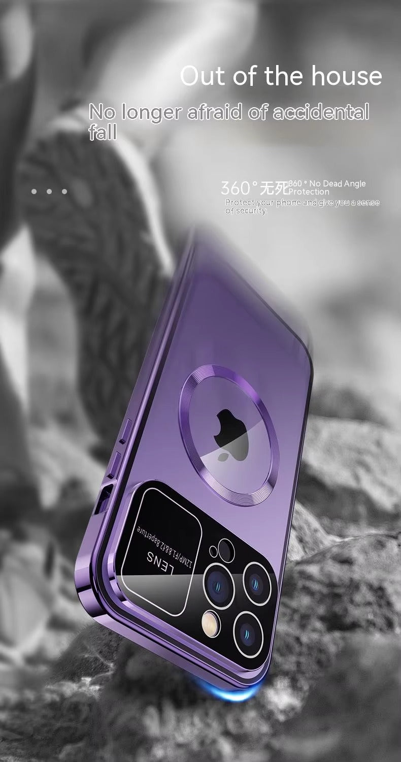 High Quality Apple iPhone Case MagSafe Compatible, Camera Lens & Screen Protection, Cover with Double Glass Window Design