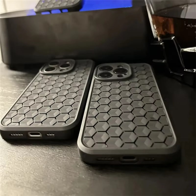High Quality Apple iPhone Case, MagSafe Compatible, Camera Lens & Screen Protection, Ultra Thin, Shockproof, Magnetic Full All Around Cover – Mesh Honeycomb Silicone Case with Breathable Cooling & Heat Dissipation Design