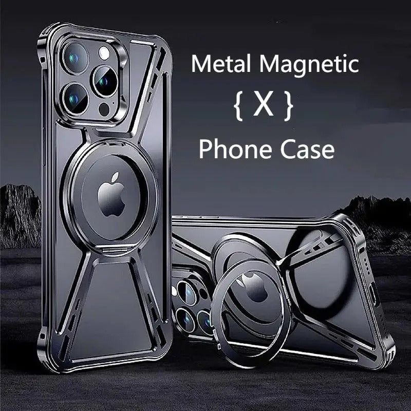 High Quality Apple iPhone Case, MagSafe Compatible, Camera Lens & Screen Protection, Ultra Thin, Shockproof, Magnetic Full All Around Cover – Aluminum Alloy Anti-Fall Case with Invisible Bracket & Metal Frame Design