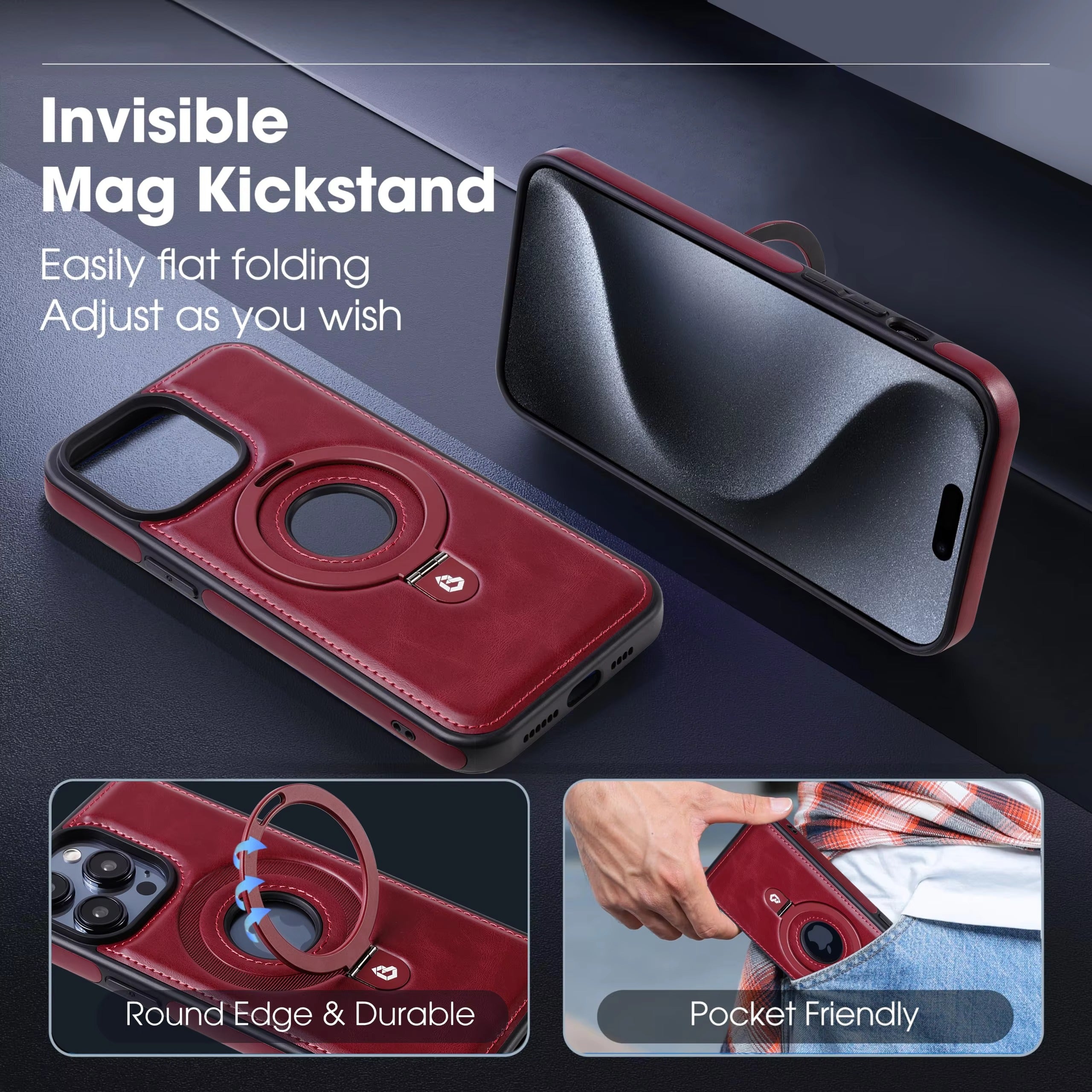 Luxury Leather Apple iPhone Case, MagSafe Compatible, Ultra Thin Magnetic Shockproof Full Protection