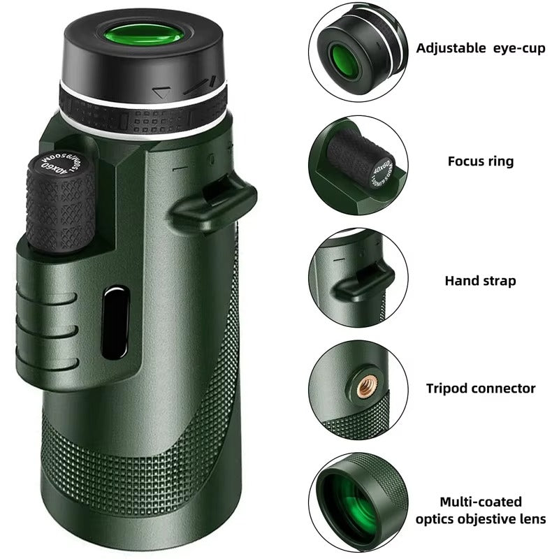 High Quality Portable Zoom HD Telescope – Foldable 5000M Long-Range Mini Monocular for Hunting, Sports, Camping