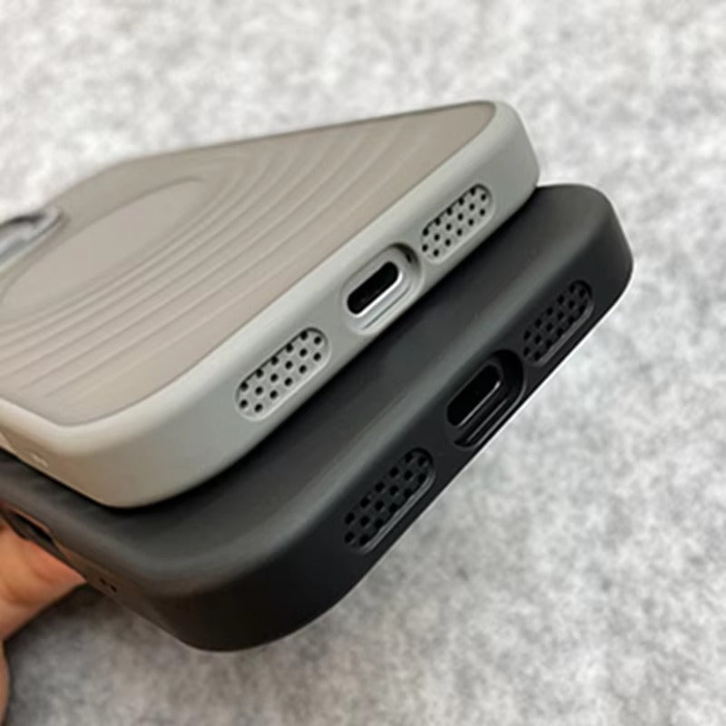 Luxury Apple iPhone Case, MagSafe Compatible, Camera Lens & Screen Protection, Ultra Thin, Shockproof, Magnetic Full All Around Cover – Water Ripple Matte Translucent Case with Metal Lens Bumper & Hard Back