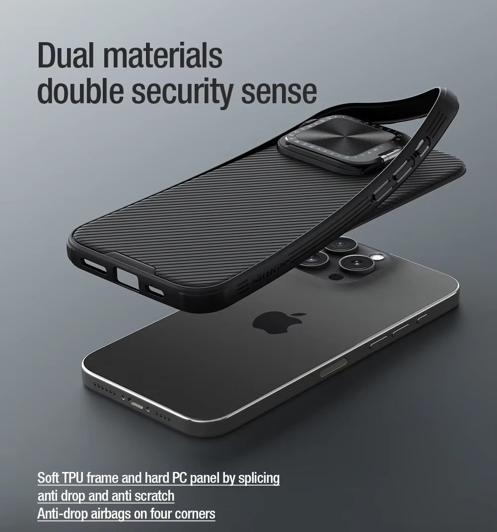 Premium Apple iPhone Case Ultra Thin Shockproof Magnetic Full All Around Protection Cover with Slide Camera Stand Bracket