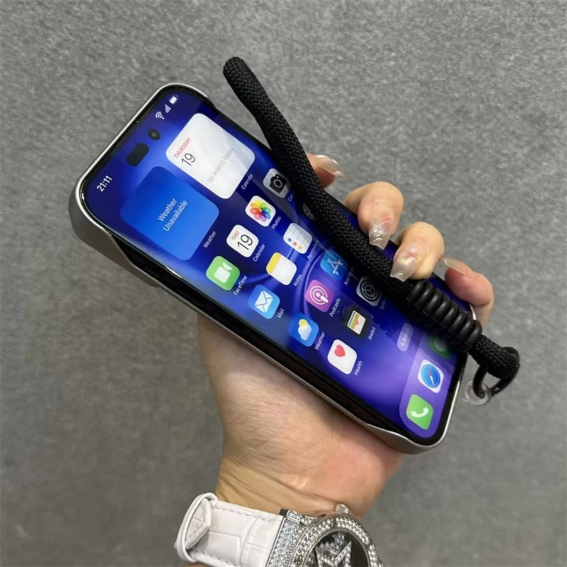 Luxury Apple iPhone Case, MagSafe Compatible, Camera Lens & Screen Protection, Ultra Thin, Shockproof, Magnetic Full All Around Cover – Clear Electroplated TPU Case with Football Design & Wrist Hand Chain