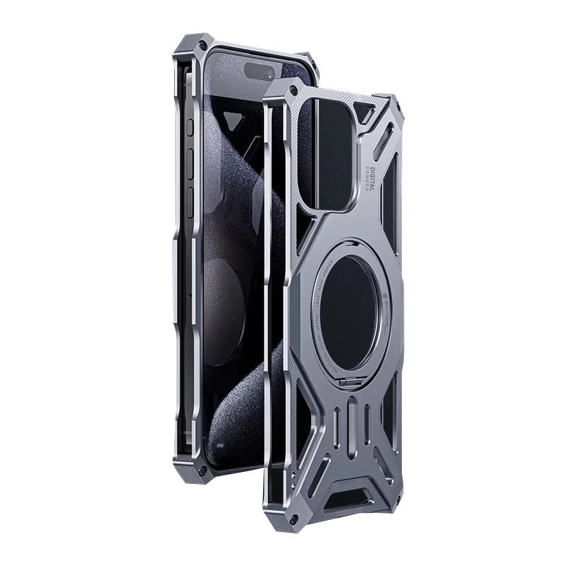 Luxury Apple iPhone Case, MagSafe Compatible, Camera Lens & Screen Protection, Ultra Thin, Shockproof, Magnetic Full All Around Cover – Magnetic Bracket Case with Fashion Aluminum Alloy Frame for Stylish Protection