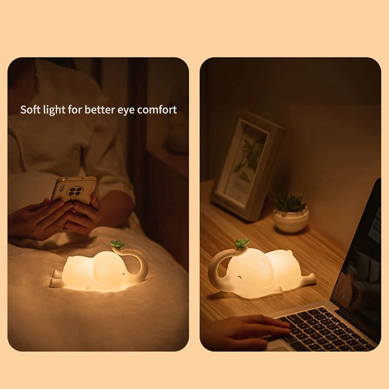 Premium Cute Animal LED Night Light – Touch Sensor, USB Rechargeable Silicone Lamp, 3 Brightness Levels, 30-Min Timer, Bedside Kids Room Decor, Portable & Soft Glow