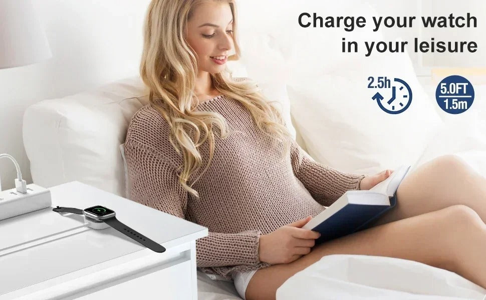 High-Quality Magnetic Wireless Charger for Apple Watch – USB-A & USB-C Cable, Fast Charging Dock with Strong Magnetic Force, Fireproof PC Material, Safe Charging