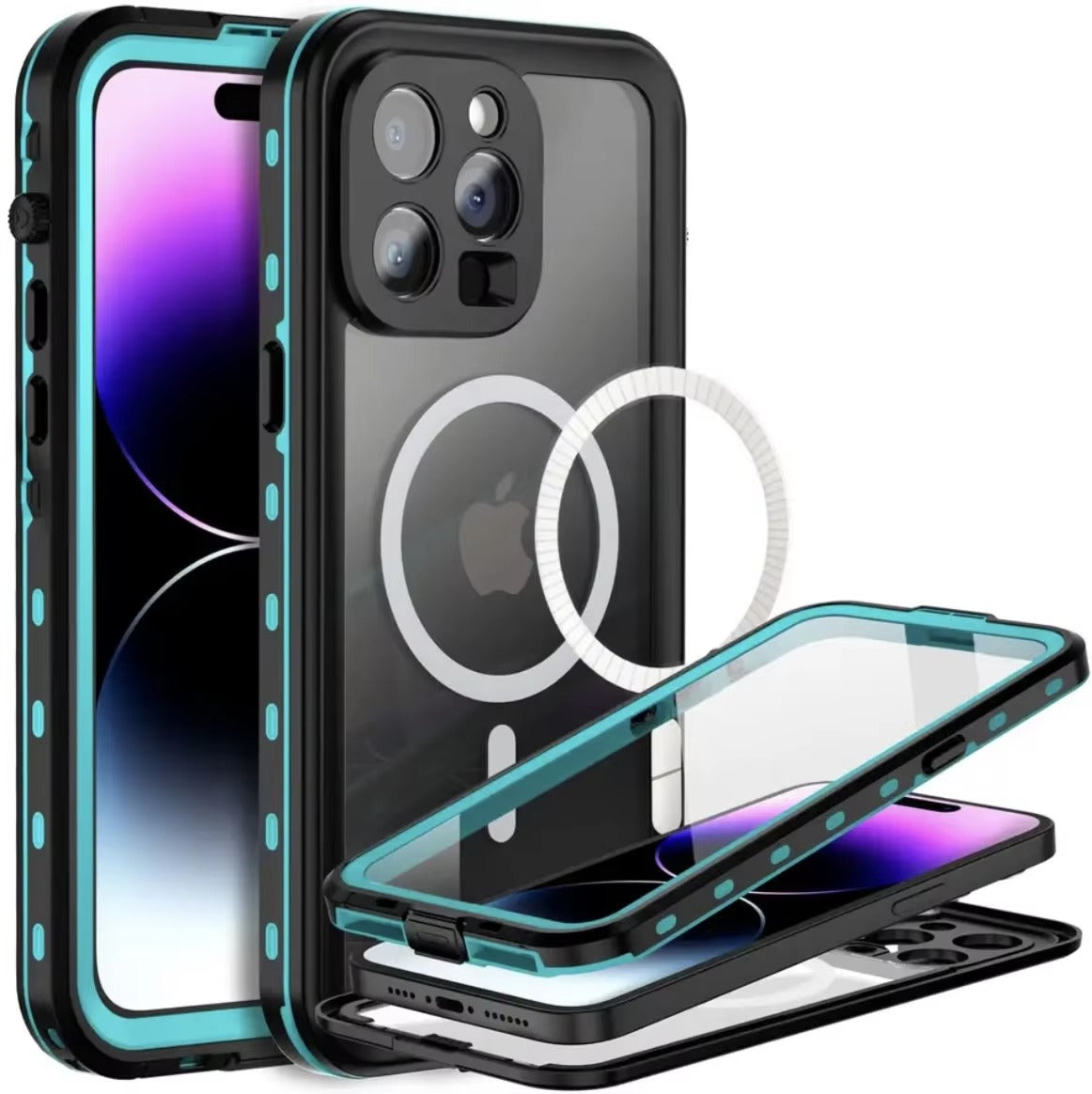 Robust Apple iPhone Case MagSafe Compatible, Camera Lens & Screen Protection, Ultra Thin Shockproof Magnetic Full All Around Protection Cover with IP68 Waterproof Diving Design
