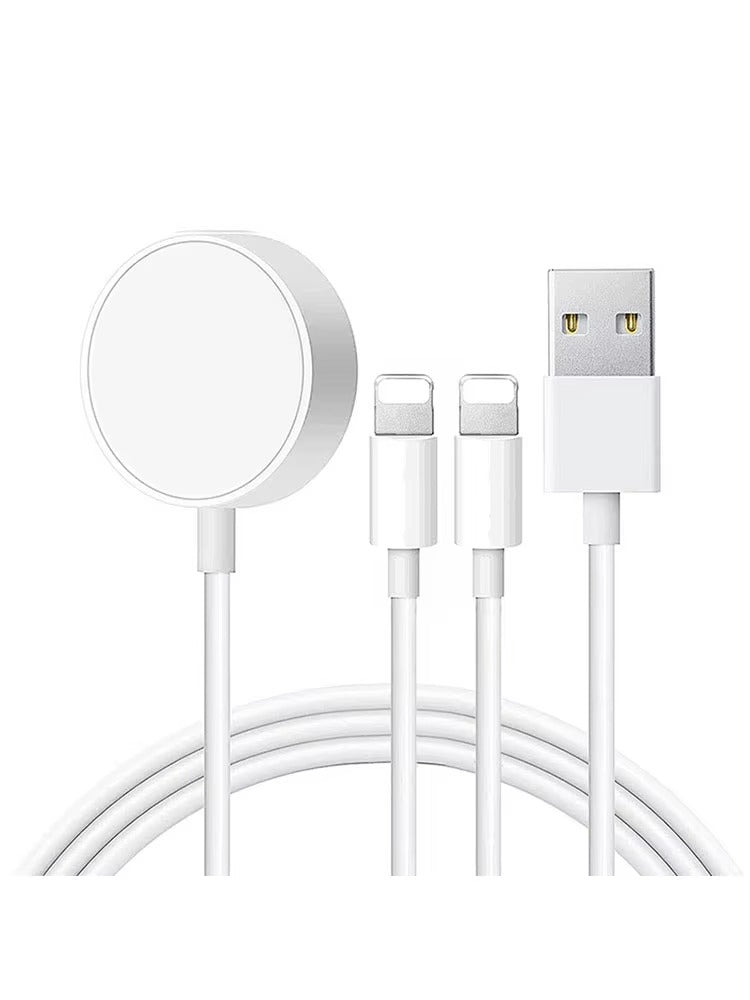 High-Speed 2-in-1 Magnetic Wireless Charger Cable – USB-A Fast Charging Cord for Apple Watch & iPhone, Strong Magnetic Adsorption, Smart Chip Protection