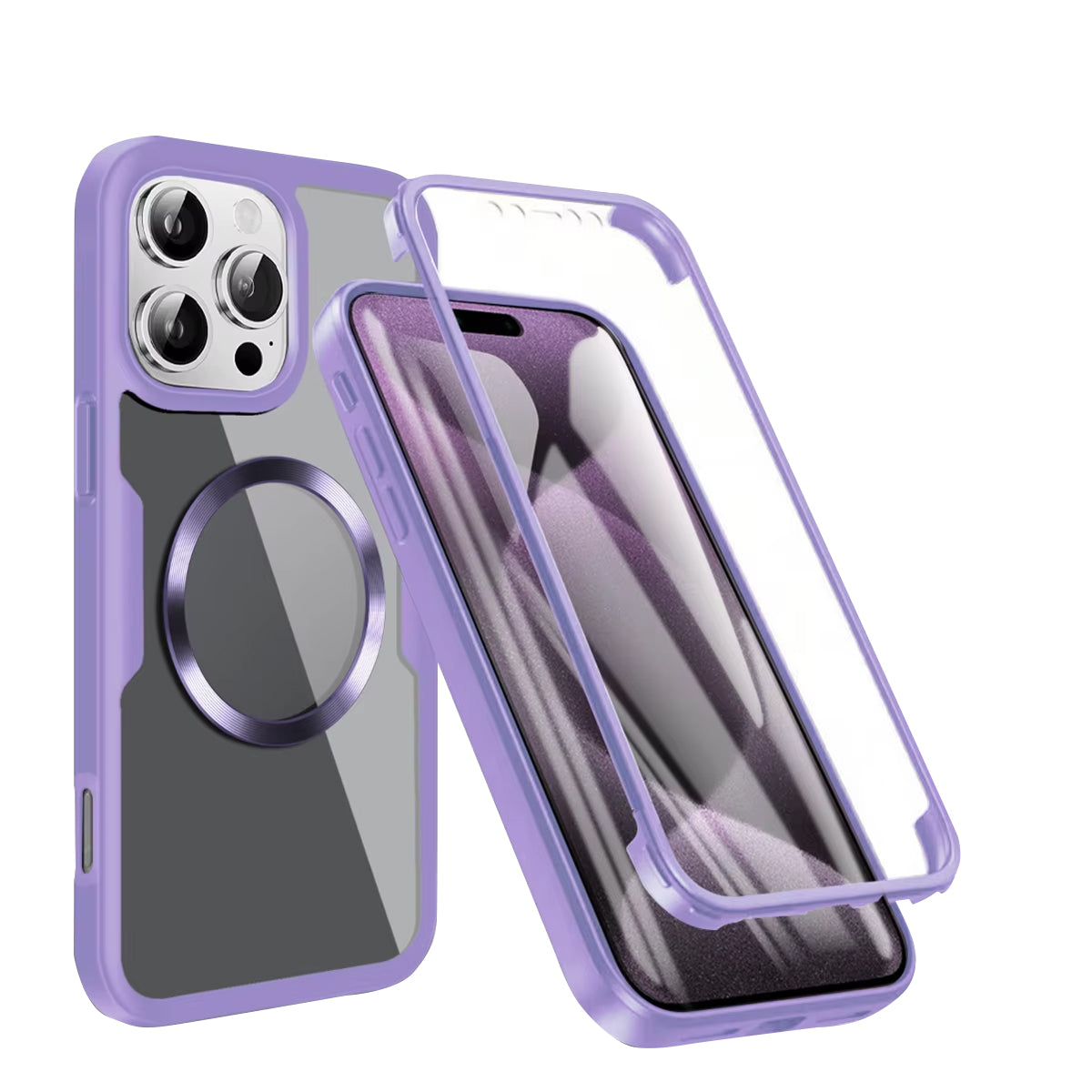 Luxury Apple iPhone Case MagSafe Compatible Ultra Thin Magnetic All Around Protection Cover with Double Touch Clear Design