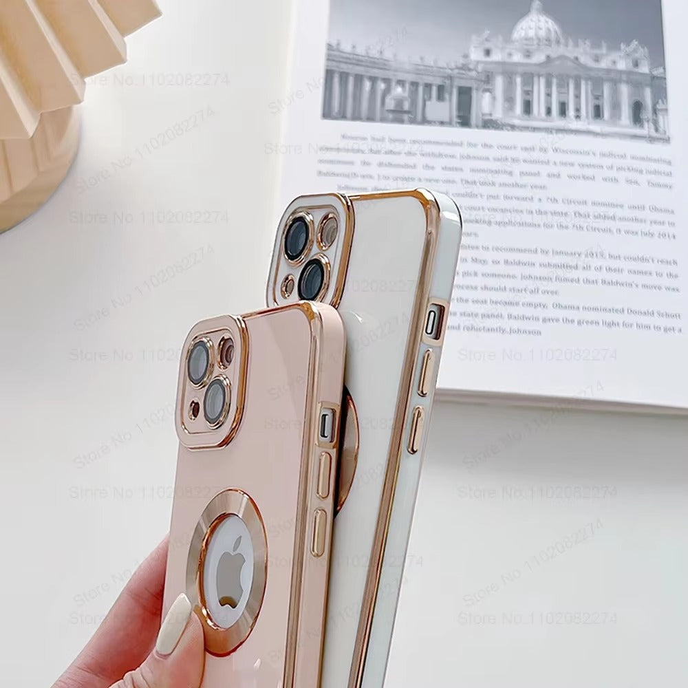 Luxury Apple iPhone Case, MagSafe Compatible, Camera Lens & Screen Protection, Ultra Thin, Shockproof, Magnetic Full All Around Cover – Fashion Plating Soft Silicone Case with Shockproof Protective Design