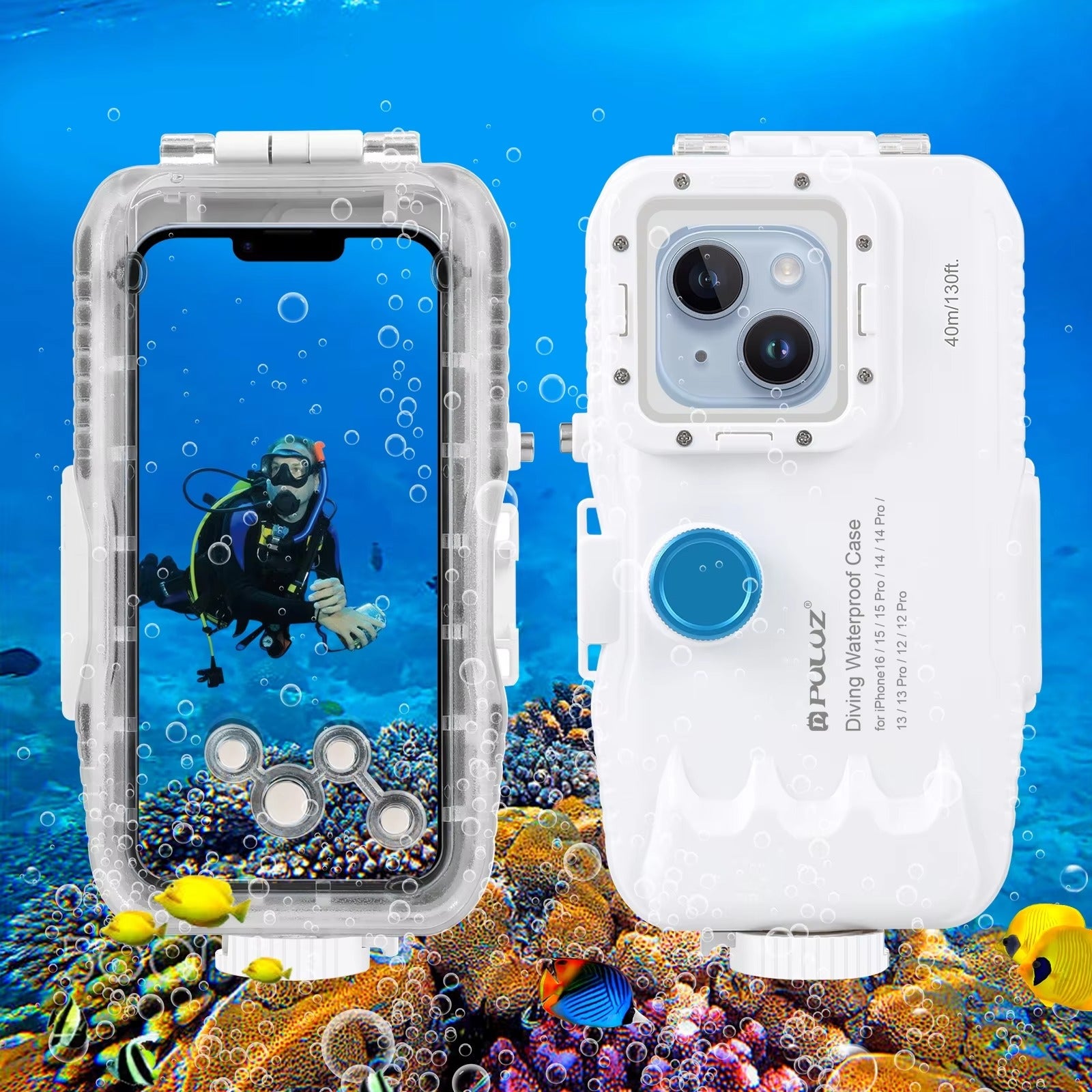 Robust Apple iPhone Case MagSafe Compatible, Camera Lens & Screen Protection, Ultra Thin Shockproof Magnetic Full All Around Protection Cover with 40m Waterproof Diving Housing