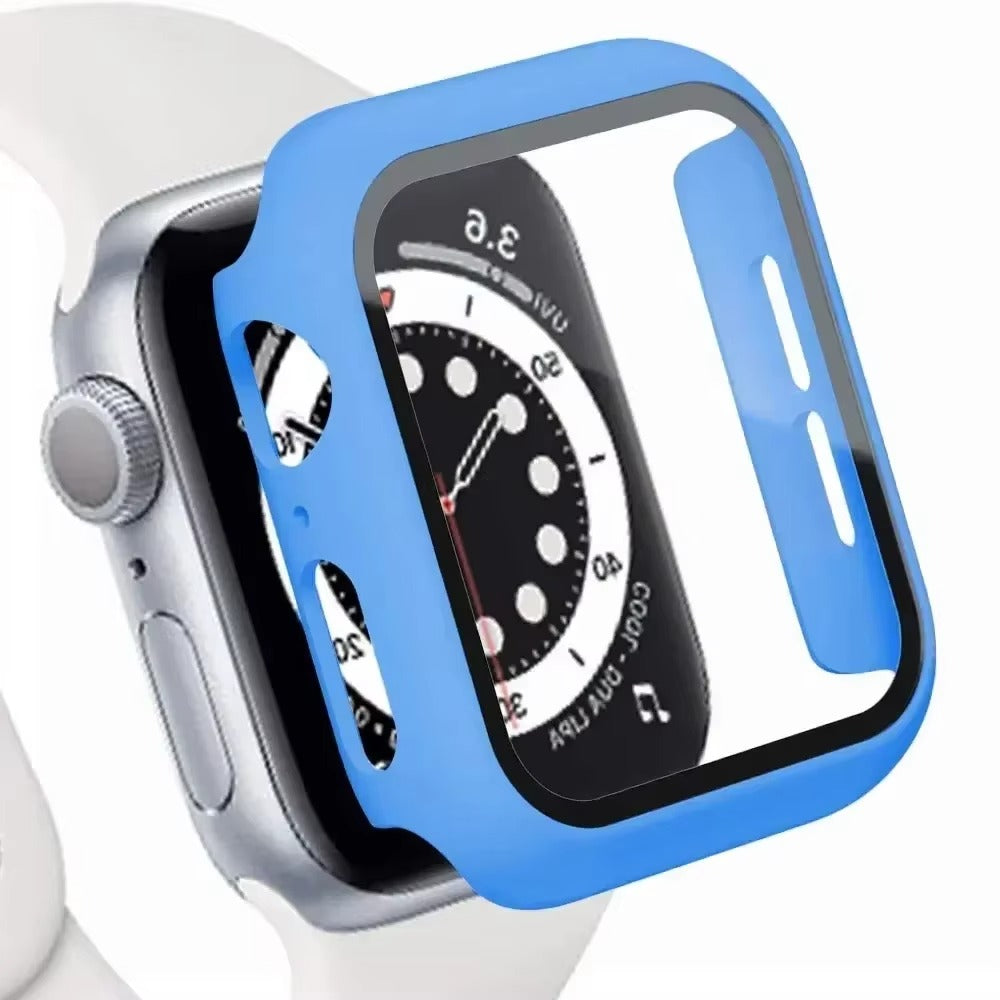 Tempered Glass Screen Protector Case – Full Cover Shockproof Bumper with Ultra-Clear Touch Glass, Compatible with 38mm to 45mm Smartwatches