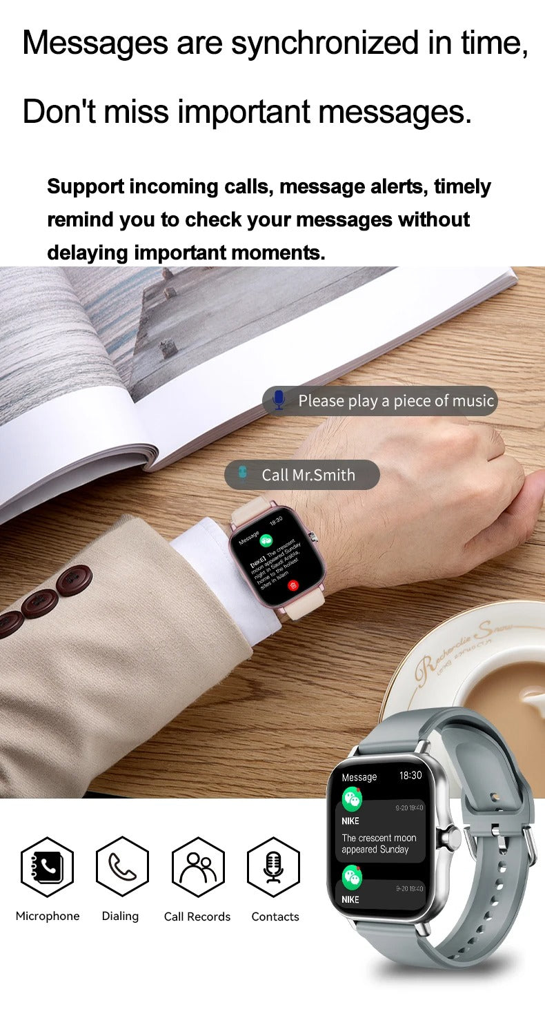 Luxury Bluetooth Smart Watch for Android iOS – 1.83" Touchscreen, Call & Message Alerts, Heart Rate & Sleep Monitor, Fitness Tracker, Stylish Gift for Men & Women