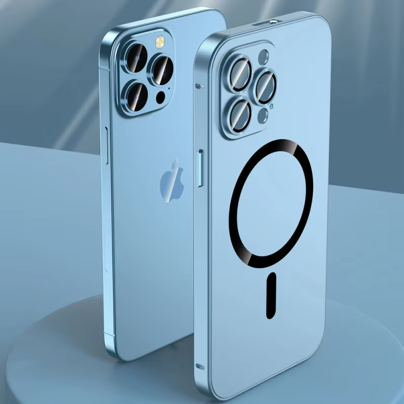 Luxury Apple iPhone Case, MagSafe Compatible, Camera Lens & Screen Protection, Ultra Thin, Shockproof, Magnetic Full All Around Cover – Metal Frame Case with Aluminum PC Back Panel for Sleek Durable Protection