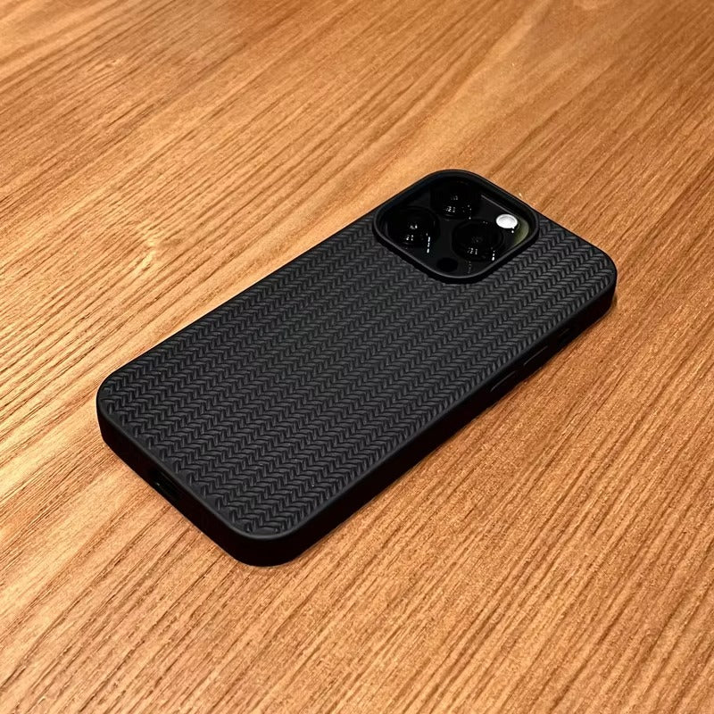 Luxury Apple iPhone Case, MagSafe Compatible, Camera Lens & Screen Protection, Ultra Thin, Shockproof, Magnetic Full All Around Cover – Woven Pattern Soft Silicone Case with Solid Color Stylish Design