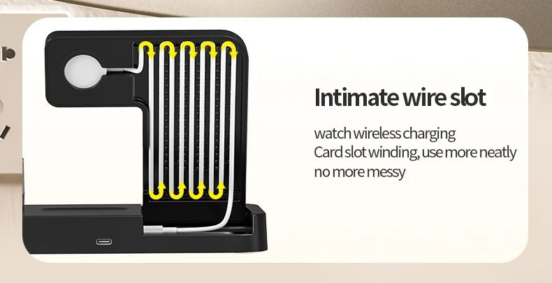 Premium 3 in 1 Wireless Charging Station – 30W Fast Charger Stand with Alarm Clock, Removable RGB Night Light for Phones, Apple Watch, Samsung Watch & AirPods